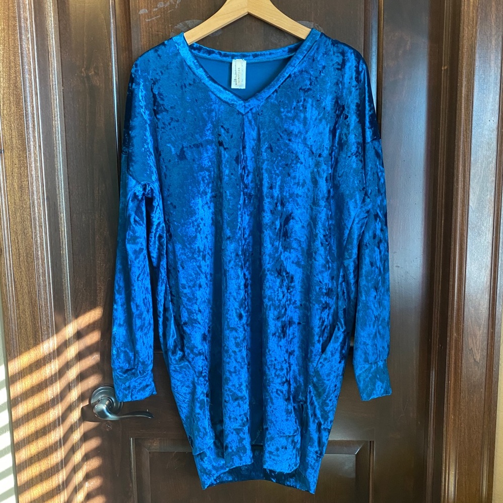 Boutique brand blue velvet tunic